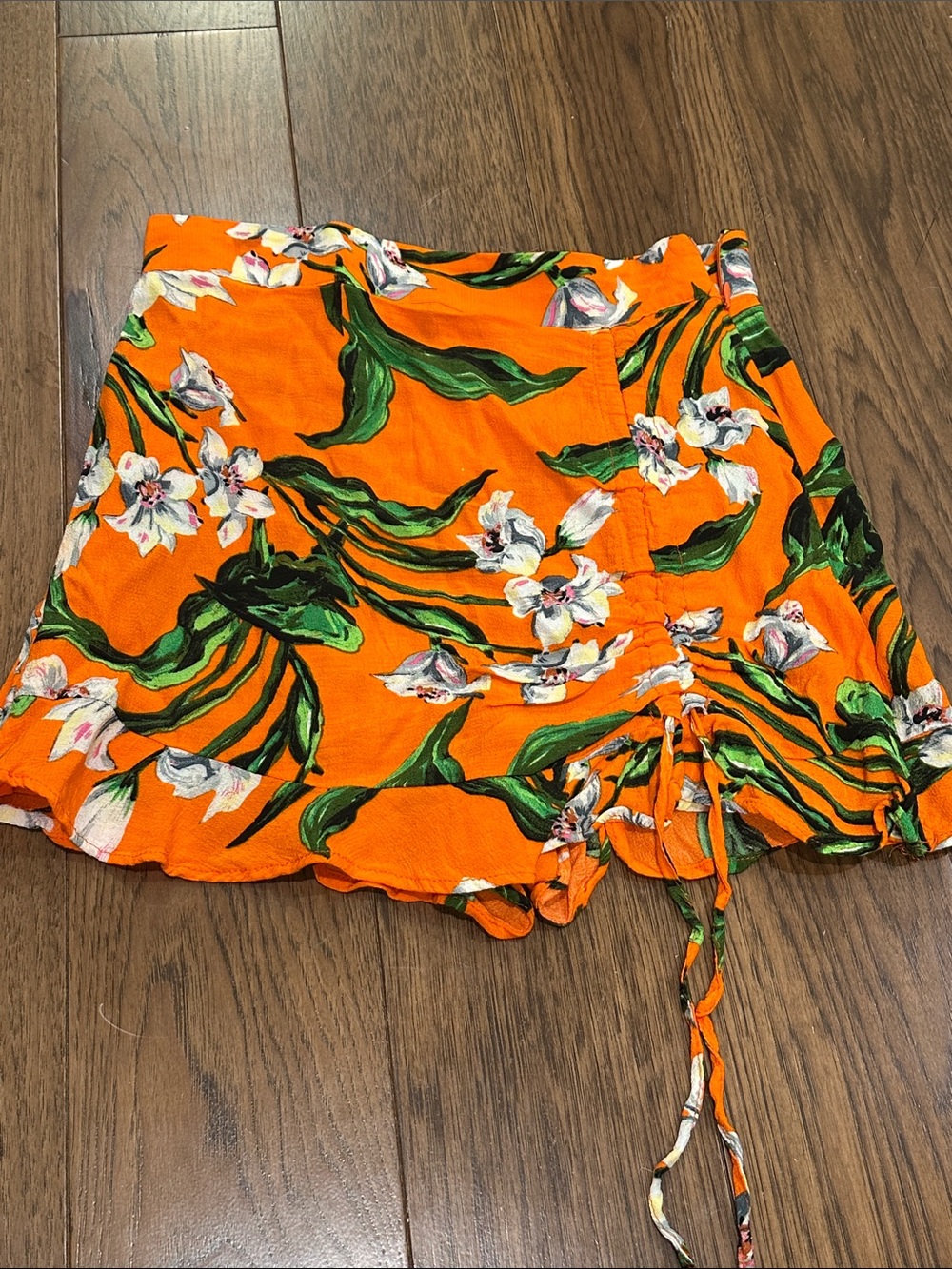 Zara Orange Tropical Floral Ruffle Skort